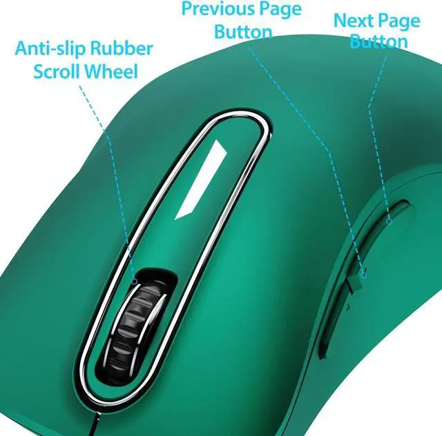 Alt view image 3 of 6 - 2.4G Wireless Mouse, 1400 DPI Computer Mice USB Receiver, Portable Wireless USB Mouse Battery Powered Cordless Mice for Laptop, PC, Desktop, 5 Buttons (Dark Green)