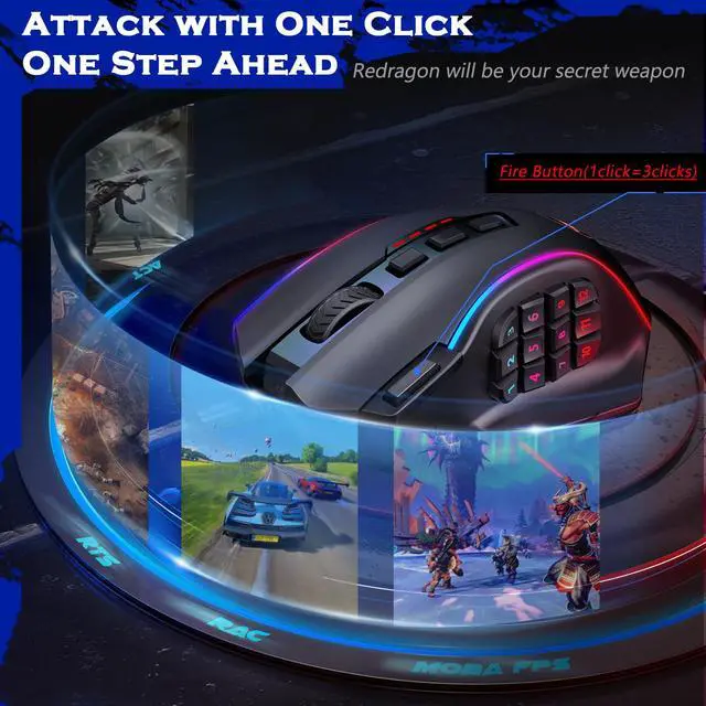 Alt view image 7 of 7 - Gaming Mouse, MMO Mouse Gaming UP 12400 DPI, 19 Macro Programmable Buttons, RGB Mouse with 12 Side Buttons, 8 * 2.4g Weight Tuning for PC Laptop MOBA FPS, M901K, Black