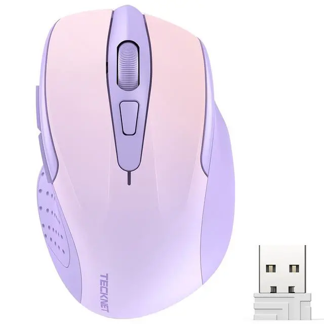 Main image of Wireless Mouse, 2.4G Ergonomic Optical Mouse, Computer Mouse for Laptop, PC, Computer, Chromebook, Notebook, 6 Buttons, 24 Months Battery Life, 2600 DPI, 5 Adjustment Levels, Gradient Lavender