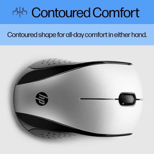 Alt view image 4 of 7 - X3000 G3 Wireless Mouse Silver, up to 15-Month Battery,Scroll Wheel, Side Grips for Control, Travel-Friendly, Blue LED, Powerful 1600 DPI Optical Sensor, Win XP,8, 11 Compatible (683N9AA#ABL)