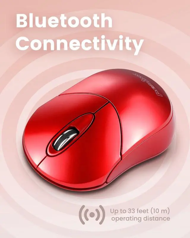 Alt view image 2 of 7 - PERIMICE-802R Bluetooth Wireless Mouse Compact Portable Design for Windows, macOS, iOS, and Android 1200 DPI Optical Sensor Red