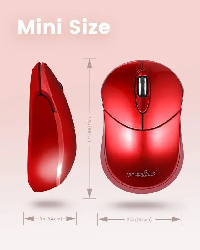 Alt view image 5 of 7 - PERIMICE-802R Bluetooth Wireless Mouse Compact Portable Design for Windows, macOS, iOS, and Android 1200 DPI Optical Sensor Red