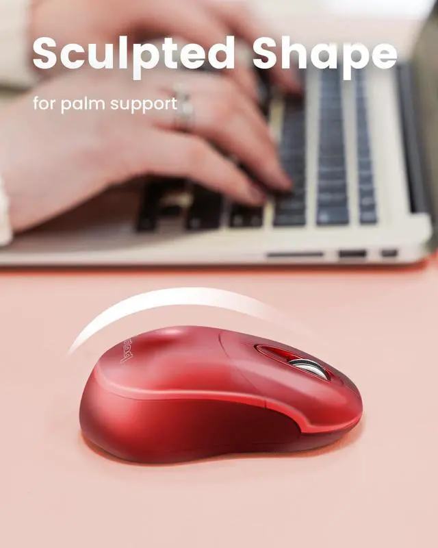 Alt view image 7 of 7 - PERIMICE-802R Bluetooth Wireless Mouse Compact Portable Design for Windows, macOS, iOS, and Android 1200 DPI Optical Sensor Red