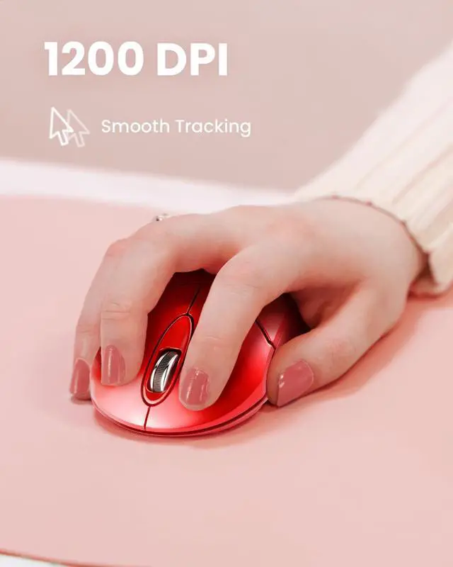 Alt view image 3 of 7 - PERIMICE-802R Bluetooth Wireless Mouse Compact Portable Design for Windows, macOS, iOS, and Android 1200 DPI Optical Sensor Red