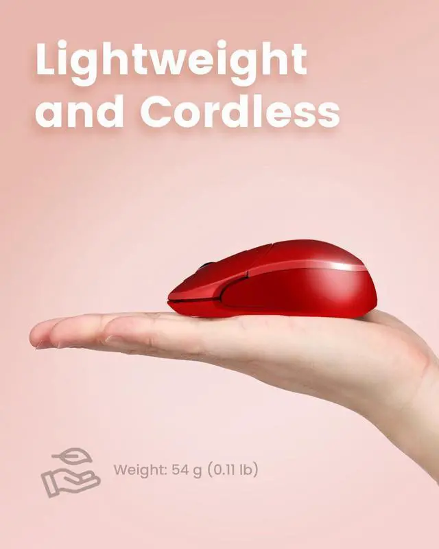 Alt view image 4 of 7 - PERIMICE-802R Bluetooth Wireless Mouse Compact Portable Design for Windows, macOS, iOS, and Android 1200 DPI Optical Sensor Red