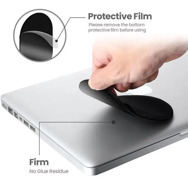 Alt view image 3 of 7 - Universal Stick-On Mouse Pouch, Holder for Wireless Mouse, Sleeve for Laptop, Reusable Adhesive, No Glue Residue, Compatible with iPad or MacBook (Black)