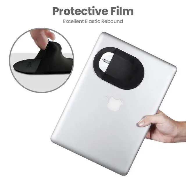 Alt view image 4 of 7 - Universal Stick-On Mouse Pouch, Holder for Wireless Mouse, Sleeve for Laptop, Reusable Adhesive, No Glue Residue, Compatible with iPad or MacBook (Black)