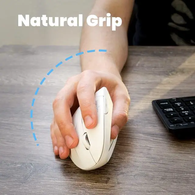 Alt view image 4 of 7 - 713W Wireless Ergonomic Vertical Mouse - 2.4G Spec with USB Receiver - On/Off Switch - 6 Buttons Right Handed Design - White