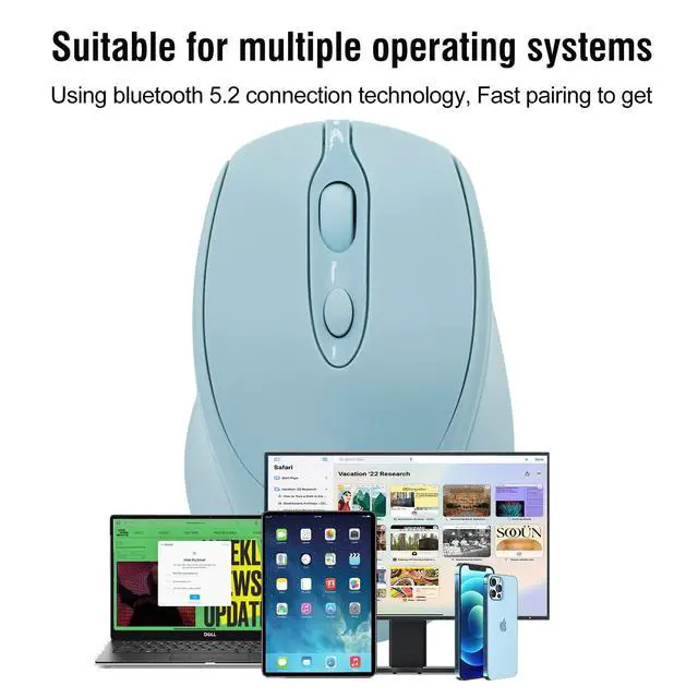 Alt view image 2 of 7 - Bluetooth Mouse,Rechargeable Wireless for Laptop/iPad/MacBook Pro/Air, Silent Portable Slim for Surface Pro/PC/Lenovo/Samsung Tablet (Blue)