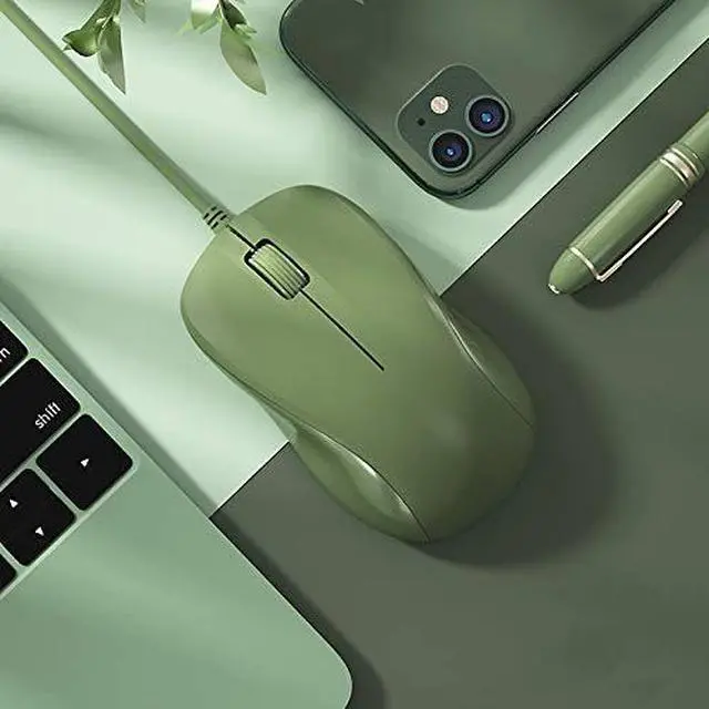 Main image of USB Silent Wired Computer Mouse with Easy Click for Office and Home, 1200DPI, Premium and Portable, Compatible with Windows PC, Laptop, Desktop, Notebook (Green)