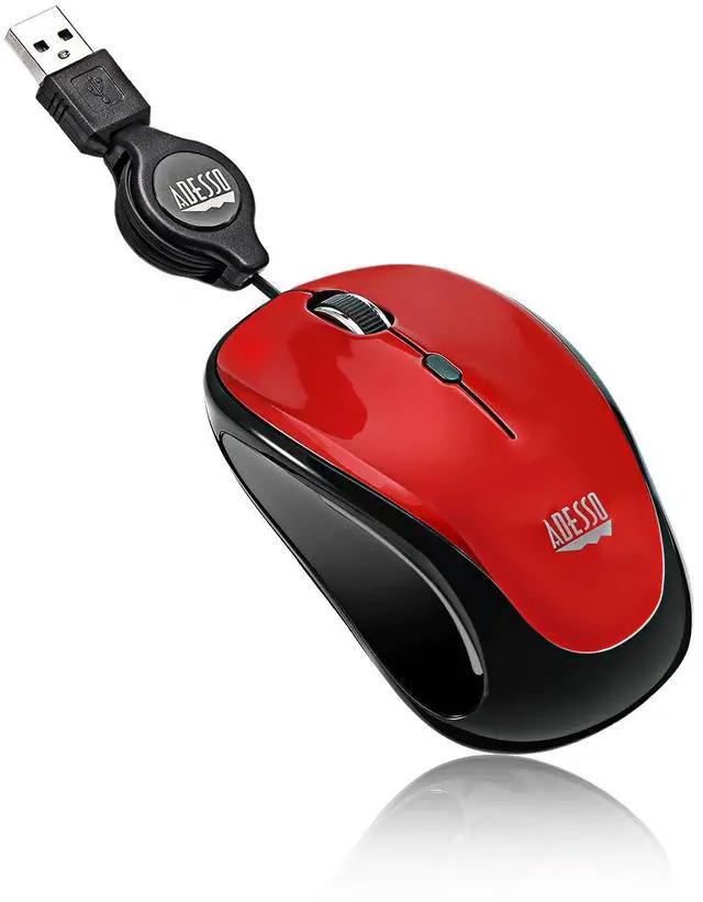 Main image of iMouse S8R USB Illuminated Retractable Mini Mouse Red Compact Portable Travel Optical Corded Mice with 2 Level Adjustable DPI 800 1200 and Multi Color LED Backlight for Laptop Desktop PC