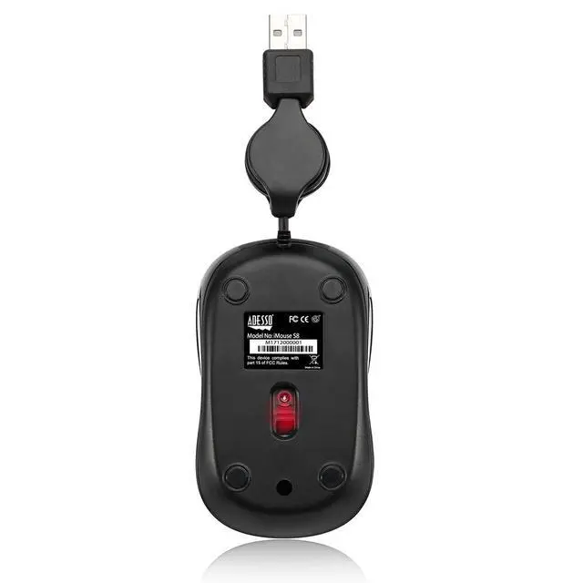 Alt view image 4 of 7 - iMouse S8R USB Illuminated Retractable Mini Mouse Red Compact Portable Travel Optical Corded Mice with 2 Level Adjustable DPI 800 1200 and Multi Color LED Backlight for Laptop Desktop PC