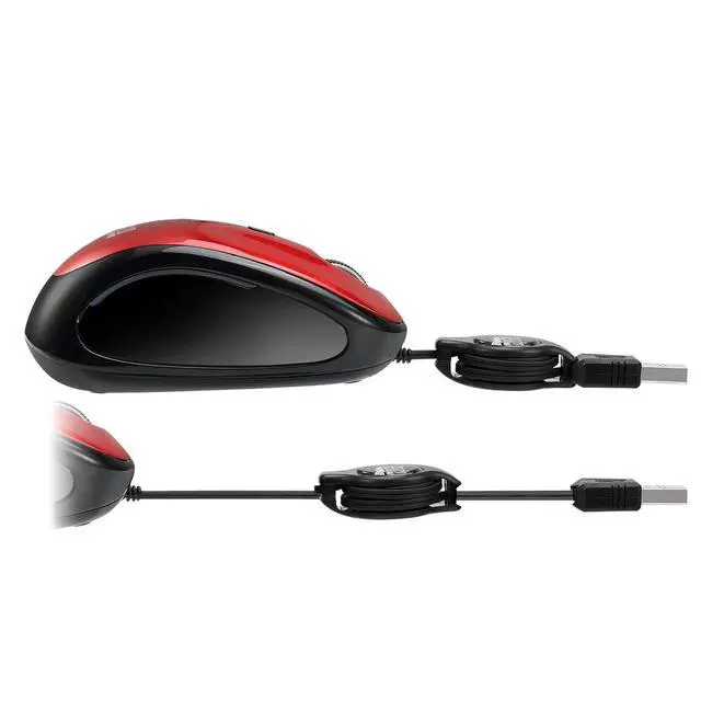 Alt view image 5 of 7 - iMouse S8R USB Illuminated Retractable Mini Mouse Red Compact Portable Travel Optical Corded Mice with 2 Level Adjustable DPI 800 1200 and Multi Color LED Backlight for Laptop Desktop PC