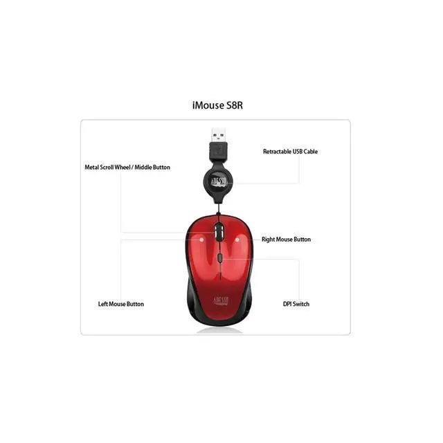 Alt view image 6 of 7 - iMouse S8R USB Illuminated Retractable Mini Mouse Red Compact Portable Travel Optical Corded Mice with 2 Level Adjustable DPI 800 1200 and Multi Color LED Backlight for Laptop Desktop PC