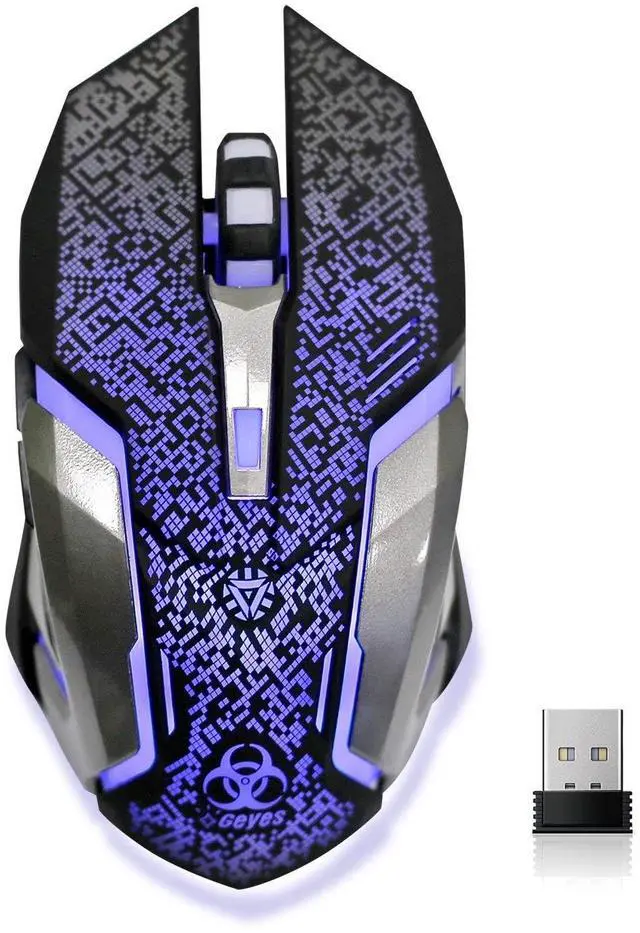 Main image of Wireless Gaming Mouse, C8 Wireless Rechargeable Mouse with Colorful LED Lights and 2400/1600/1000 DPI for Laptop and Computer (C9 Silver)