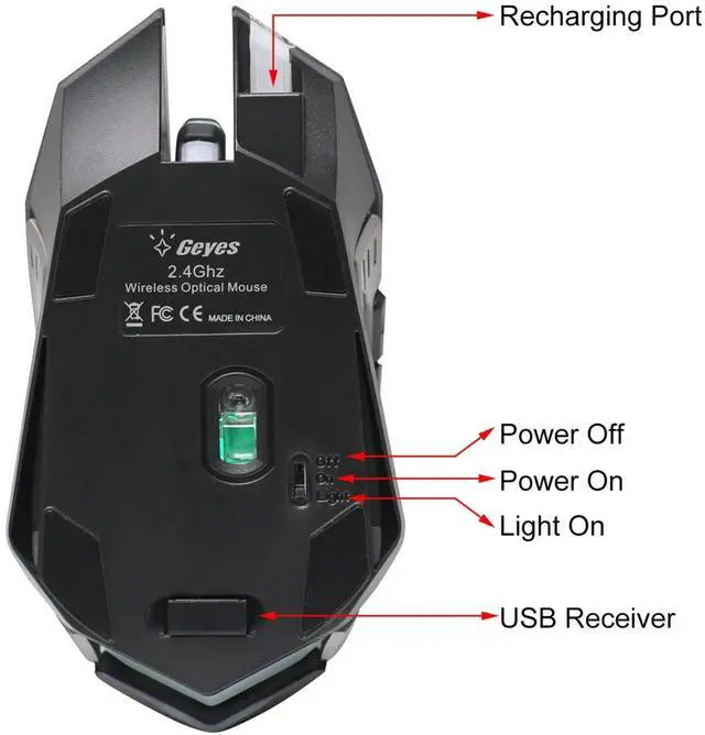 Alt view image 3 of 7 - Wireless Gaming Mouse, C8 Wireless Rechargeable Mouse with Colorful LED Lights and 2400/1600/1000 DPI for Laptop and Computer (C9 Silver)