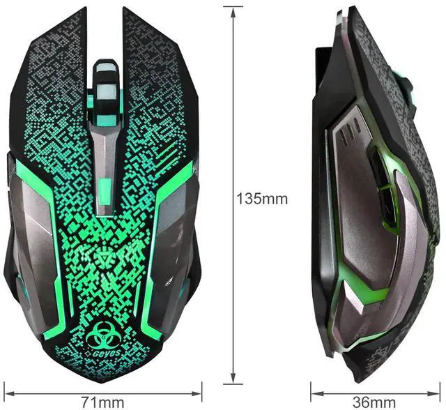 Alt view image 5 of 7 - Wireless Gaming Mouse, C8 Wireless Rechargeable Mouse with Colorful LED Lights and 2400/1600/1000 DPI for Laptop and Computer (C9 Silver)