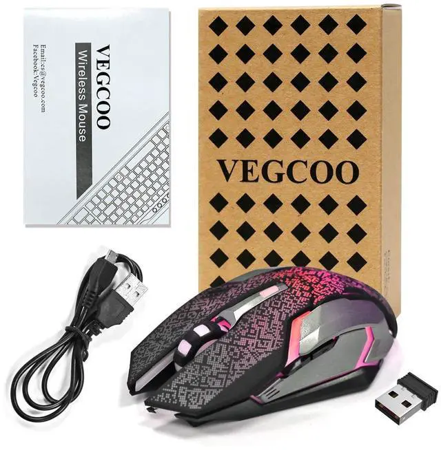 Alt view image 7 of 7 - Wireless Gaming Mouse, C8 Wireless Rechargeable Mouse with Colorful LED Lights and 2400/1600/1000 DPI for Laptop and Computer (C9 Silver)