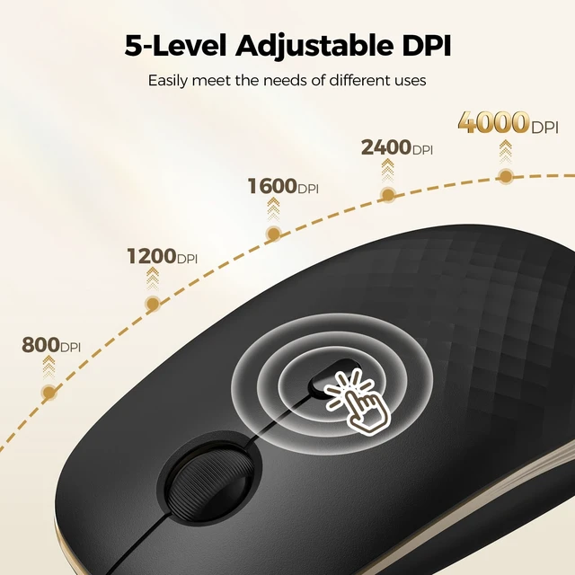 Alt view image 4 of 7 - Rechargeable Slim Portable Silent Computer 2.4 GHz Wireless Mouse | Lightweight Ambidextrous with Nano Receiver, 4000 DPI Optical Tracking 90-Day Battery Life, Compatible with PC, Mac, Laptop