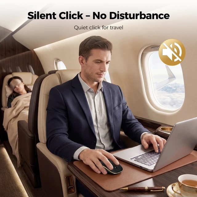 Alt view image 6 of 7 - Rechargeable Slim Portable Silent Computer 2.4 GHz Wireless Mouse | Lightweight Ambidextrous with Nano Receiver, 4000 DPI Optical Tracking 90-Day Battery Life, Compatible with PC, Mac, Laptop