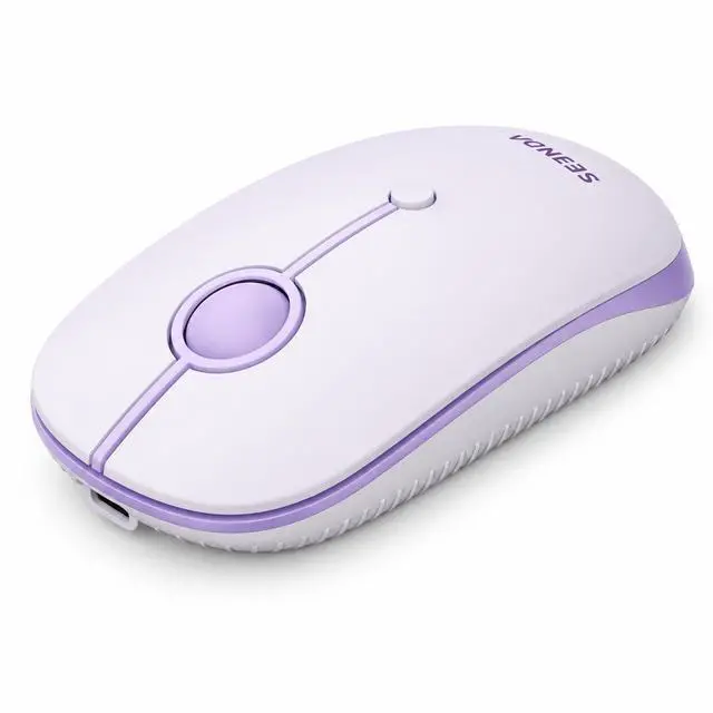 Main image of MOU001 Bluetooth Wireless Mouse, 3-Device Connection (USB & Dual Bluetooth), Ergonomic Mouse for Laptop, Rechargeable Quiet Click Computer Mouse, 3-Level DPI for Windows, Mac Chromebook,Purple