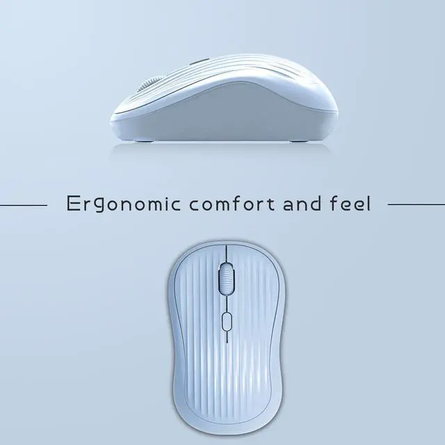 Alt view image 5 of 7 - Wireless Mouse, 2.4G + BT, Rechargeable Battery, 4-Key, DPI: 800/1200/1600, Silent, Type-C, USB Nano Receiver, Ergonomic, Portable, for Laptop, Chromebook, PC, Mac, Windows Blue