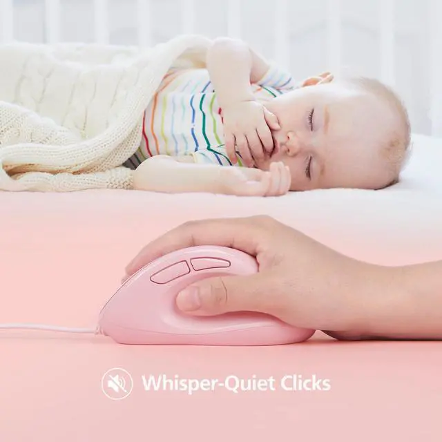 Alt view image 2 of 7 - Ergonomic Mouse Wired for Laptop, PC Computer and Desktop, Ergo Mouse Vertical with Silent Clicks, Up to 3200 DPI Adjustable Mouse Sensitivity, Pink
