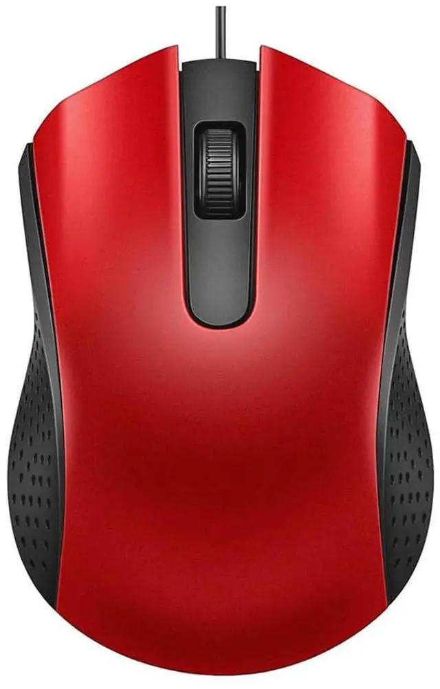 Main image of Ergonomic USB Wired Computer Mouse for Right or Left Hand, with Durable Clicks for PC, Laptop, Desktop, Chromebook, Notebook, Mac (Red)