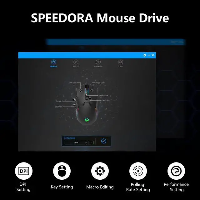 Alt view image 7 of 7 - Wired Gaming Mouse,Ergonomic 8000 DPI Optical Gaming Mice with 12 RGB Backlit Modes, 6 Programmable Buttons, DIY Software for PC Gamer & Office