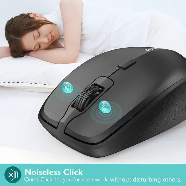 Alt view image 5 of 7 - Ergonomic Bluetooth Mouse and Mouse Pad for Laptop, Silent Mouse with 3-Levels DPI, USB Nano Receiver for Android PC Notebook Computer Mac-Black