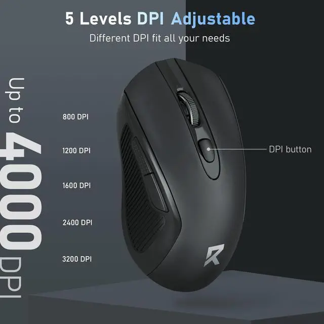 Alt view image 3 of 6 - Wireless Mouse - BT& 2.4GHz Dual Mode - Max 4000 DPI - 6 Buttons - 18 Months Battery - No Wires - Smooth Tracking - Quiet Silent Portable Optical Computer Mouse for Laptop, PC, Windows, Mac