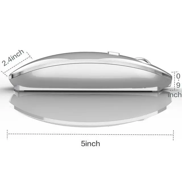 Alt view image 5 of 5 - Wireless Mouse for MacBook Pro, MacBook Air, Laptop, Desktop, Chromebook, Win7/8/10/11, PC - Silver