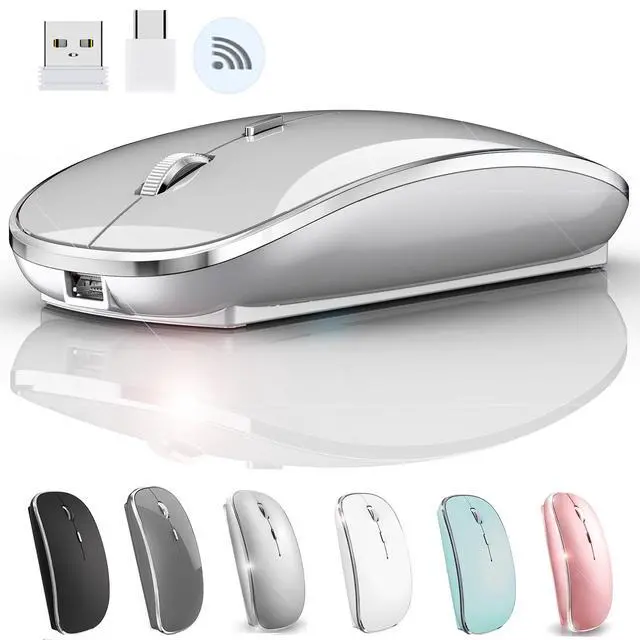 Alt view image 2 of 5 - Wireless Mouse for MacBook Pro, MacBook Air, Laptop, Desktop, Chromebook, Win7/8/10/11, PC - Silver