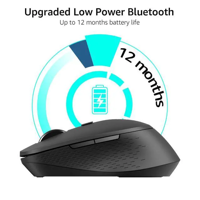 Alt view image 5 of 7 - M300G Silent Wireless Mouse, Bluetooth Mouse for Laptop, 2.4GHz with USB Receiver, 2400 Adjustable DPI Optical Tracking, 1 Year Battery Life, Compatible with PC, Black