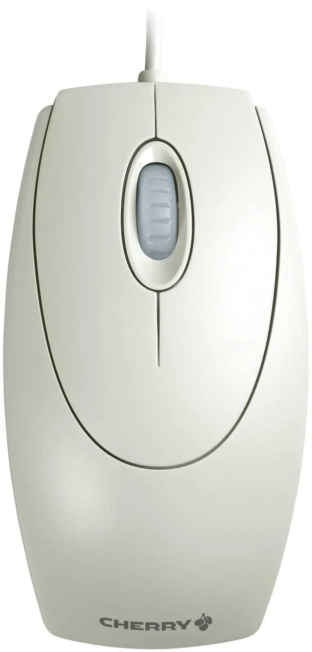 Main image of WheelMouse, Wired Mouse, Retro Style, Symmetrical Design for Right- and Left-Handed Users, Optical Sensor, USB-A (PS/2 Adapter Included), Light Gray