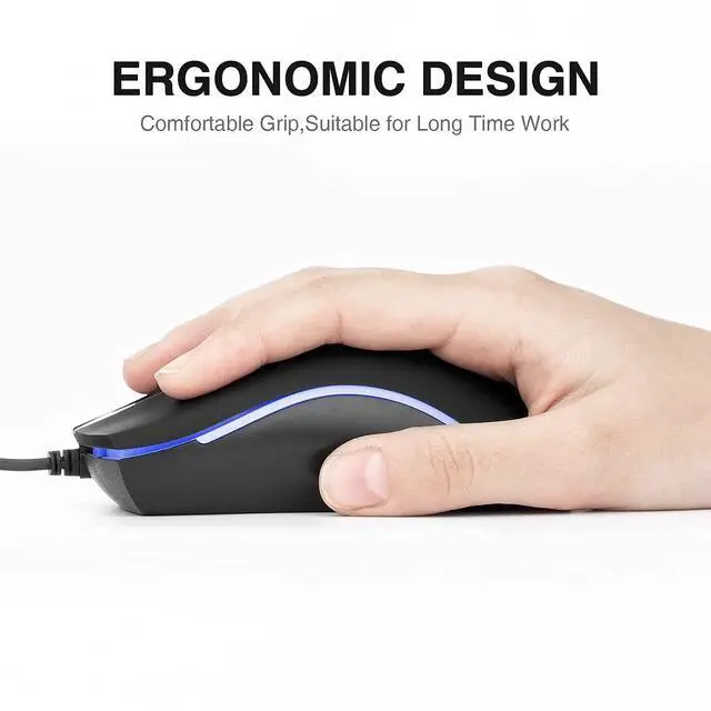 Alt view image 5 of 7 - RM105 Wired Mouse,Computer Mouse with Colorful RGB Backlight,Comfortable Grip Ergonomic Optical,USB Wired Mice Support Windows PC, Laptop,Desktop,Notebook,Chromebook