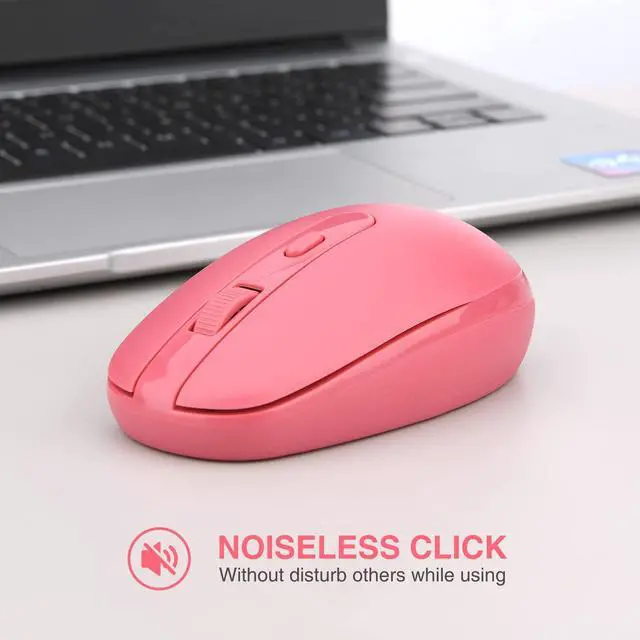 Alt view image 2 of 6 - Wireless Mouse RM700 2.4G Silent Mouse with USB Nano Receiver for Laptop,PC,Mac,Chromebook,Windows (Pink)