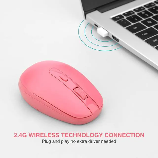 Alt view image 4 of 6 - Wireless Mouse RM700 2.4G Silent Mouse with USB Nano Receiver for Laptop,PC,Mac,Chromebook,Windows (Pink)