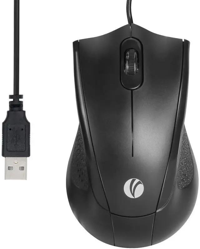 Main image of Wired USB Mouse with 6-Foot Cord, 1200 DPI, Right or Left Hand Use, Ergonomic Design, Black
