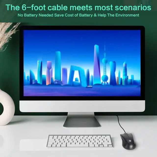 Alt view image 5 of 7 - Wired USB Mouse with 6-Foot Cord, 1200 DPI, Right or Left Hand Use, Ergonomic Design, Black