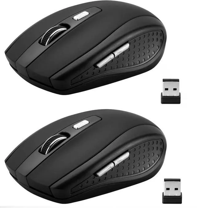 Main image of 2 Pack Wireless Mouse, 2.4Ghz Wireless Mouse Computer Mouse1200,6 Buttons with Nano Receiver for Laptop,PC,Chromebook,Computer,Notebook,Office (Black)