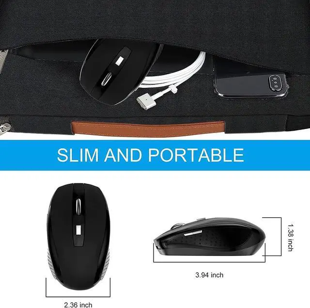 Alt view image 4 of 7 - 2 Pack Wireless Mouse, 2.4Ghz Wireless Mouse Computer Mouse1200,6 Buttons with Nano Receiver for Laptop,PC,Chromebook,Computer,Notebook,Office (Black)