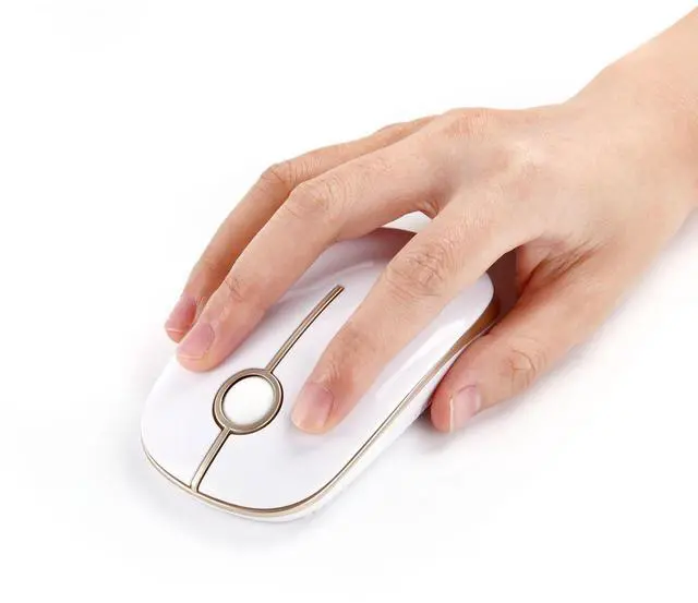 Alt view image 4 of 6 - Wireless Mouse, 2.4G Slim Portable Computer Laptop Mouse with Nano Receiver Quiet Silent Optical Mice for Notebook, PC, Laptop, Computer-White and Gold