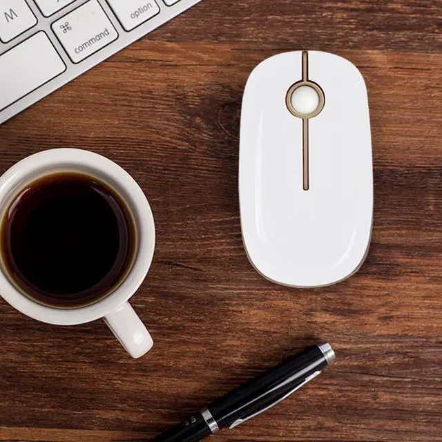 Alt view image 6 of 6 - Wireless Mouse, 2.4G Slim Portable Computer Laptop Mouse with Nano Receiver Quiet Silent Optical Mice for Notebook, PC, Laptop, Computer-White and Gold