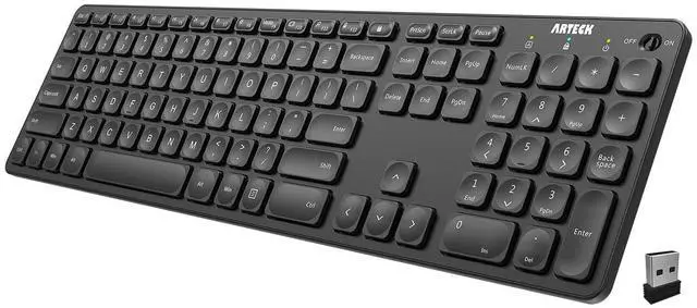 Main image of 2.4G Wireless Keyboard Ultra Slim Full Size Keyboard with Numeric Keypad and Media Hotkey for Computer/Desktop/PC/Laptop/Surface/Smart TV and Windows 10/8/ 7 Built-in Rechargeable Battery