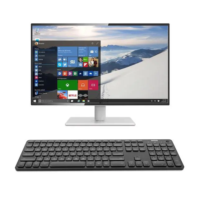 Alt view image 6 of 6 - 2.4G Wireless Keyboard Ultra Slim Full Size Keyboard with Numeric Keypad and Media Hotkey for Computer/Desktop/PC/Laptop/Surface/Smart TV and Windows 10/8/ 7 Built-in Rechargeable Battery