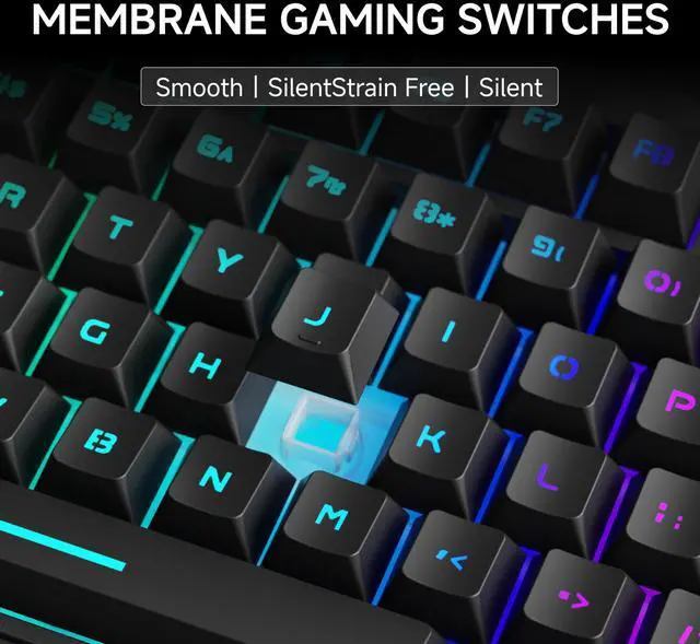 Alt view image 4 of 7 - V80 Wired TKL RGB Gaming Keyboard, 80% Compact Layout with PBT Keycaps, Whisper Quiet Membrane Switch, 26-Key Anti-Ghosting, Ergonomic Computer Keyboard for Laptop PC Gamer - Black