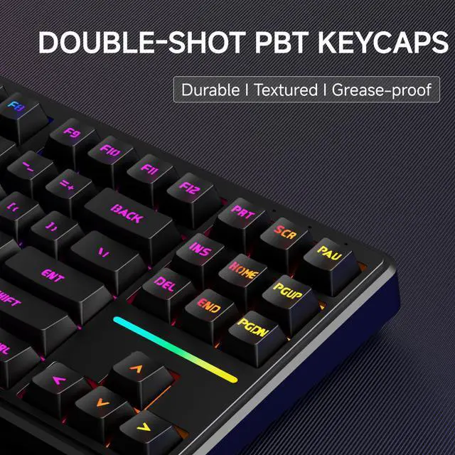Alt view image 6 of 7 - V80 Wired TKL RGB Gaming Keyboard, 80% Compact Layout with PBT Keycaps, Whisper Quiet Membrane Switch, 26-Key Anti-Ghosting, Ergonomic Computer Keyboard for Laptop PC Gamer - Black
