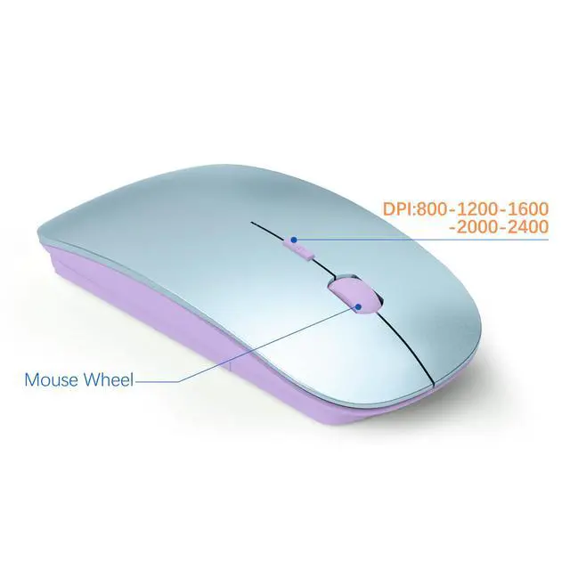 Alt view image 4 of 6 - Wireless Keyboard and Mouse Ultra Slim Combo, 2.4G Silent Compact USB 2400DPI Mouse and Scissor Switch Keyboard Set with Cover, Batteries Included, for PC/Laptop/Windows/Mac - Blue Purple