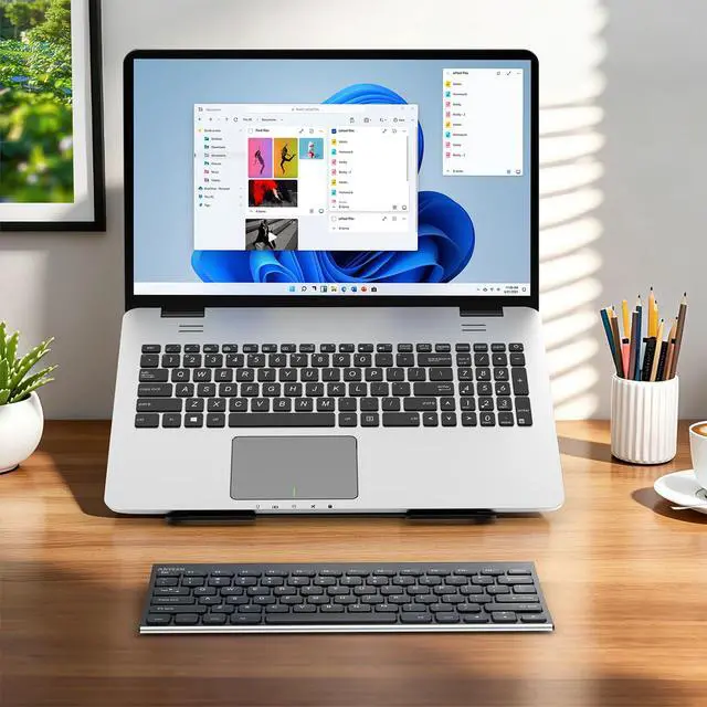 Alt view image 7 of 7 - 2.4G Wireless Keyboard Stainless Steel Ultra Slim Keyboard for Computer/Desktop/PC/Laptop/Surface/Smart TV and Windows 11/10 / 8/7 / Vista/XP Built in Rechargeable Battery
